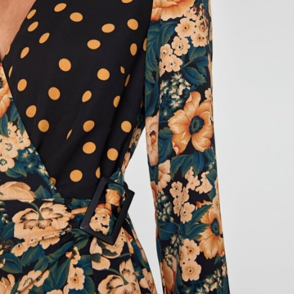 Zara FLORAL AND POLKA DOT PRINT DRESS - Picture 3 of 7